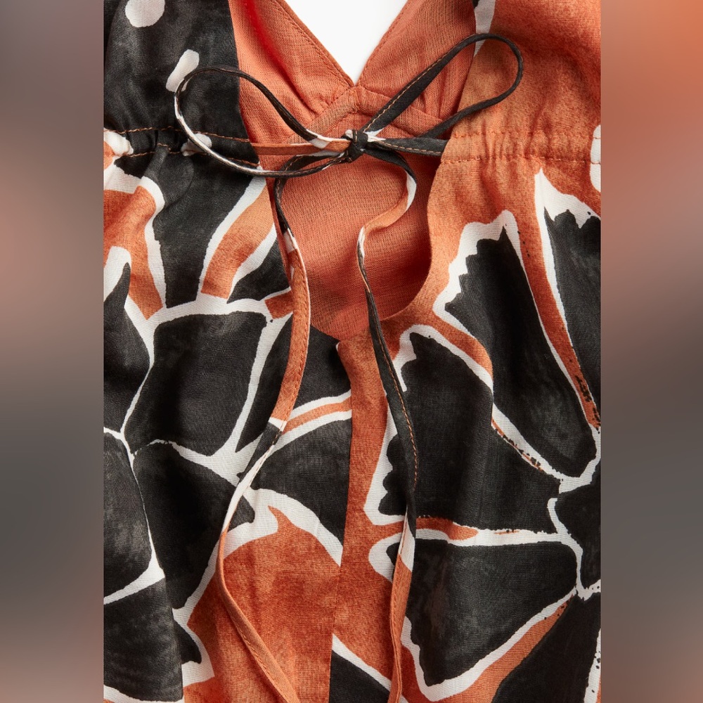 H&M Orange & Black Spaghetti Strap Long Dress - M - Picture 14 of 16